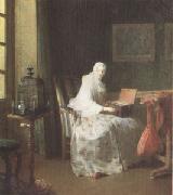 Jean Baptiste Simeon Chardin The Bird-Organ (mk05) oil on canvas